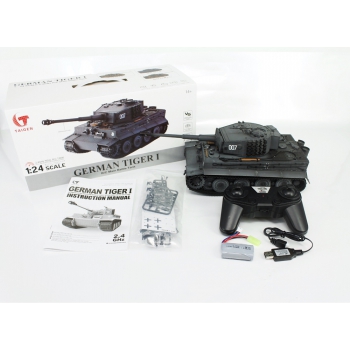 Ferngesteuerter Panzer IR/Sound 1:24 Deutscher Tiger I Spätlackierung Grau RTR 2,4 GHz - Heng Long 3841-11-LG